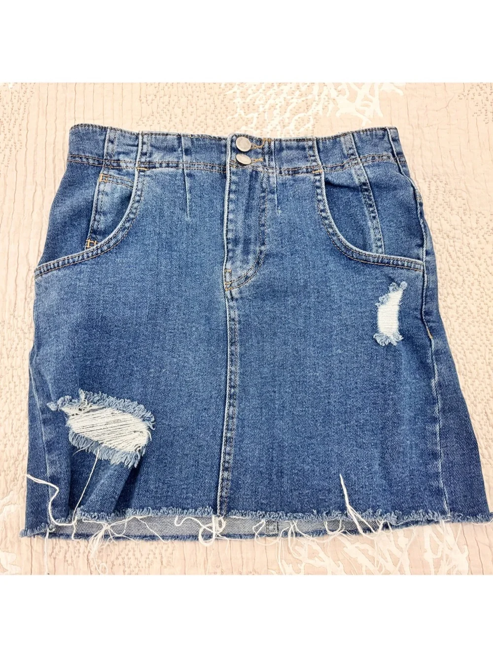 Free People Corsette Denim Mini Skirt